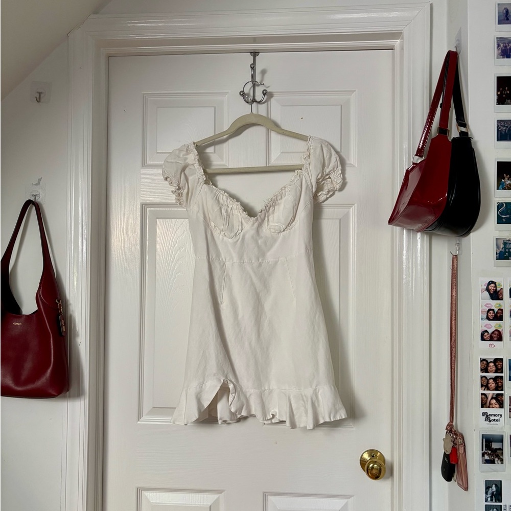Selfie Leslie White Ruffle Mini Dress